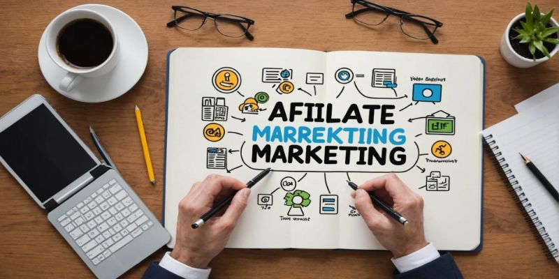 Explain affiliate marketing operations in sequential steps, clearly